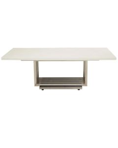 Moda Marble Coffee Table In White With Silver Stainless Steel Base