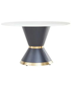 Moda Faux Marble Dining Table In White With Black Base