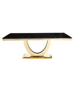 Moda Black Marble Rectangular Dining Table With Gold Stainless Steel Base
