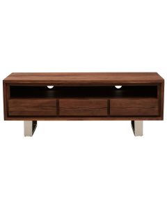 Simla Acacia Wood TV Stand In Walnut With 3 Drawers