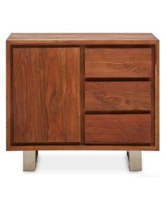 Shanklin Acacia Wood Sideboard In Acacia With 1 Door And 3 Drawers
