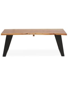 Surax Acacia Wood Coffee Table With Looped Iron Base