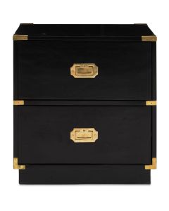 Sarter Mango Wood Bedside Cabinet In Black With 2 Drawers