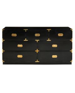 Sarter Mango Wood Chest Of 7 Drawers In Black And Gold