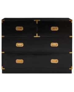 Sarter Mango Wood Chest Of 4 Drawers In Black And Gold
