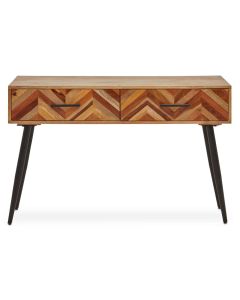 Boho Mango Wood Console Table In Natural With 2 Drawers