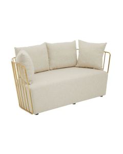 Amberley Fabric Upholstered 2 Seater Sofa In Natural With Gold Frame