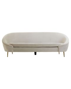 Yasmeen Velvet 3 Seater Sofa In Beige With Gold Metal Legs