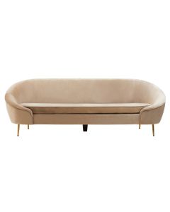 Yasmeen Velvet 3 Seater Sofa In Mink With Gold Metal Legs