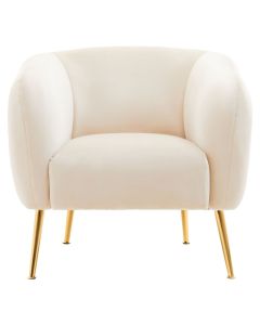 Yasmeen Velvet Armchair In Dark Beige With Gold Metal Legs