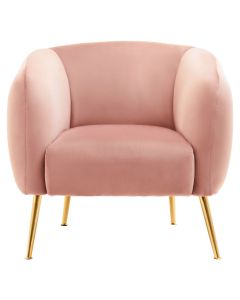 Yasmeen Velvet Armchair In Pink With Gold Metal Legs