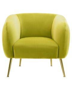 Yasmeen Velvet Armchair In Olive With Gold Metal Legs