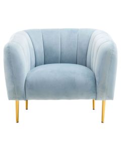 Yasmeen Velvet Armchair In Aqua Blue With Gold Metal Legs