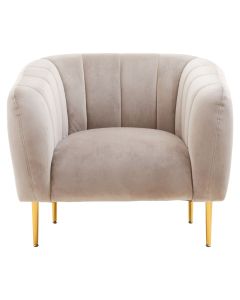 Yasmeen Velvet Armchair In Mink With Gold Metal Legs