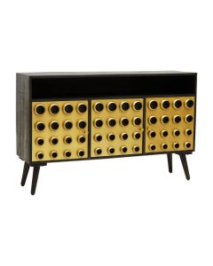 Austwick Wooden Sideboard In Black And Gold With 3 Doors