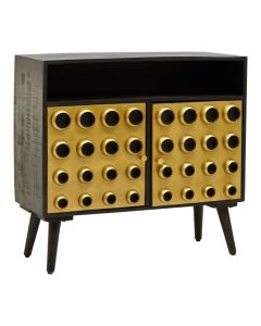 Austwick Wooden Sideboard In Black And Gold With 2 Doors