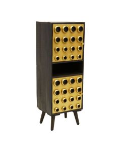 Alcester Tall Wooden Storage Cabinet With 2 Doors In Black And Gold