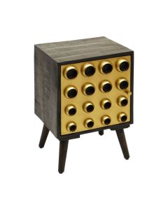 Alcester Wooden Bedside Cabinet With 1 Door In Black And Gold
