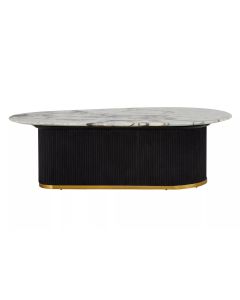 Doha Marble Coffee Table With Black Wooden Base