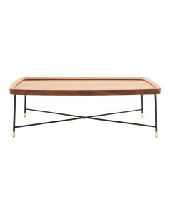 Doha Wooden Coffee Table With Cross Metal Legs