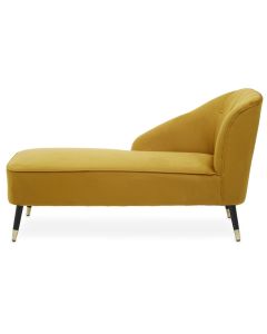 Yvette Velvet Chaise Lounge Chair In Mustard