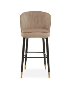 Vieste Velvet Bar Chair In Mink With Tapered Black Legs
