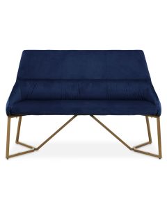 Vieste Velvet Dining Bench In Midnight Blue