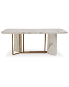 Vieste Rectangular Wooden Dining Table In White Marble Effect