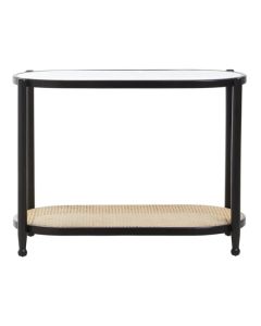 Cebu Clear Glass Top Console Table With Undershelf In Black