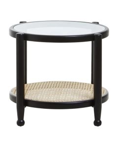 Cebu Clear Glass Top Side Table With Undershelf In Black