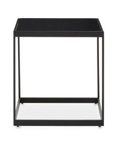 Genoa Wooden Lamp Table In Black With Metal Frame