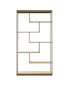 Grenoble Wooden Multi Shelving Unit In Brass Frame