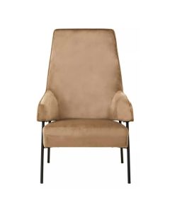 Henia Velvet Armchair In Mink With Black Metal Legs