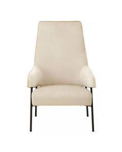 Henia Velvet Armchair In Cream With Black Metal Legs