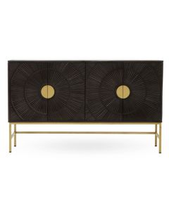 Speke Wooden Sideboard In Grey And Gold With 4 Doors
