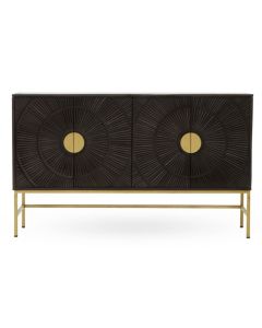 Speke Wooden Sideboard In Grey And Gold With 4 Doors