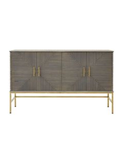 Surbiton Wooden Sideboard In Grey And Gold With 4 Doors