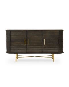 Street Wooden Sideboard In Grey And Gold With 3 Doors