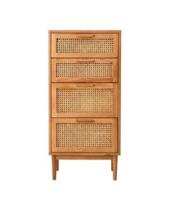 Lyon Wooden Chest Of 3 Drawers In Natural Rattan And Oak