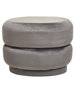 Hartford Small Round Velvet Stool In Grey