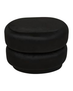 Hartford Round Velvet Stool In Black