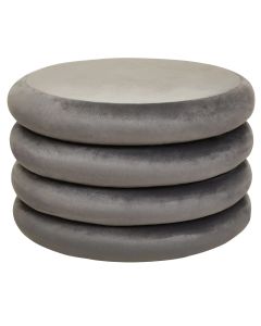 Hartford Round Velvet Stool In Grey