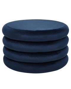 Hartford Round Velvet Stool In Midnight Blue