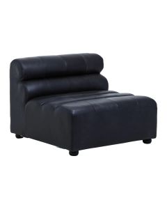 King Armless Distressed Leather Sofa Chair In Slate Grey