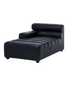 King Right Arm Distressed Leather Chaise In Slate Grey