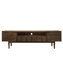 Lucca Solid Wood TV Stand With 2 Doors And 2 Drawers In Recycled Light Oak