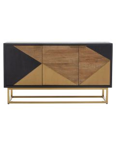 Siena Wooden Sideboard With 3 Door In Black And Brown Oak