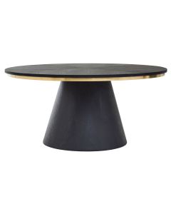 Turin Round Wooded Dining Table In Matte Black