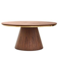 Turin Round Wooded Dining Table In Walnut