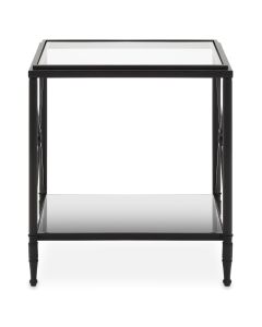 Axis Rectangular Glass Side Table In Black Metal Frame